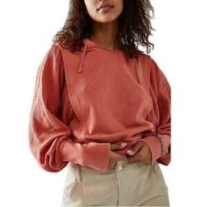Free People Love Letter Hoodie in Orange Size Small